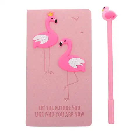 Flamingo Diary and Pen Set Notebook Notepad Journal for Writing Recording on The Go Compact Lightweight Chic Design Travel