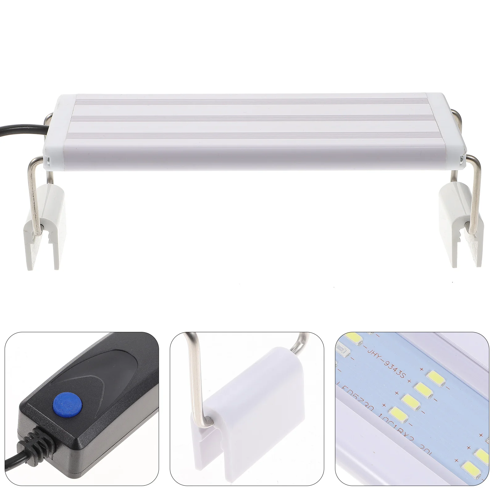 

LED Light for Aquarium Four Rows of Fish Tank Clip Lights Lamps White Plastic Lighting Tool