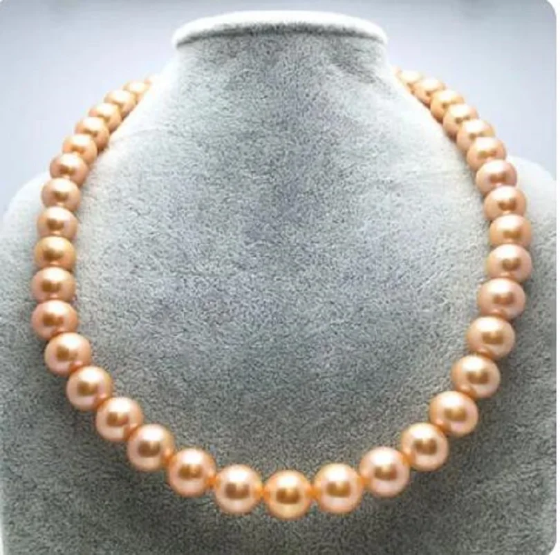 

18-inch natural round aaaa 9-10mm pink Nanhai pearl with 14K gold chain 18-30 inches.hes.