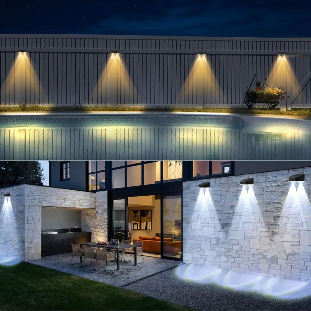 Waterproof Solar Wall Light Energy-Saving Gradient Glow RGB Wall Light High-Efficiency Solar Panel Wall-Mounted Wall Lamp
