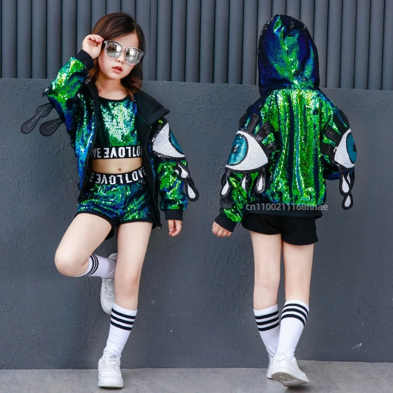 Children's Jazz Dance Performance Costume Sequins Jazz Dance Hip-hop Street Dance Set Children's Dance Performance Costume
