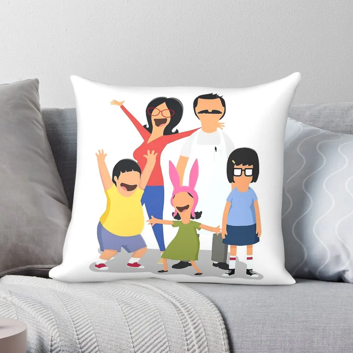 Bob's Burgers Belchers Family Square Pillowcase Polyester Linen Velvet Printed Decor Throw Pillow Case Bed Cushion Wholesale