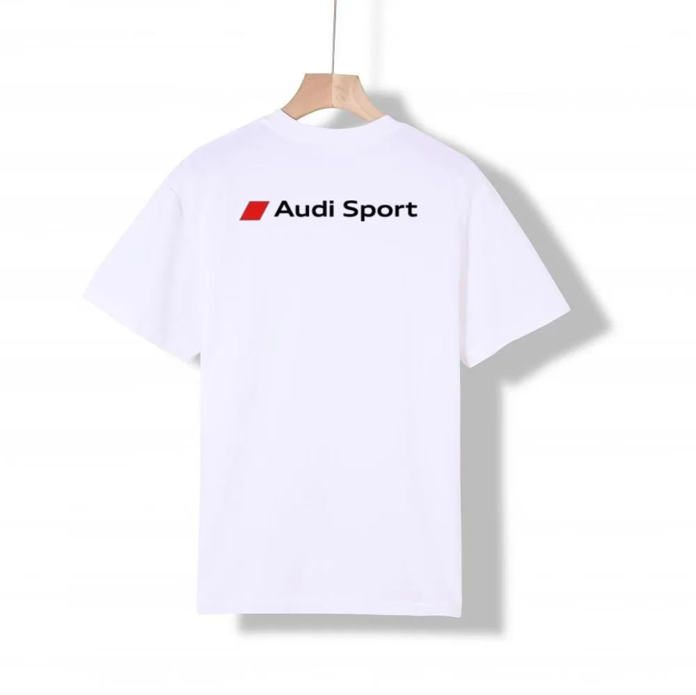 2026 Audi logo men's and women's pure cotton short sleeved T-shirt round neck comfortable high-quality couple hoodie - view 2