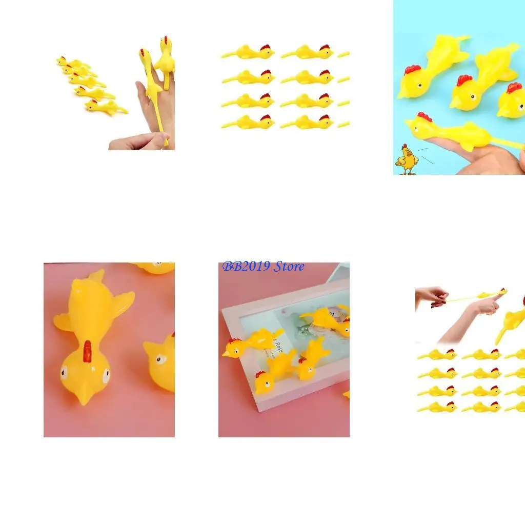 

Q0KB 12pcs Catapult игрушки животных растягиваемые резиновые куриные полеты.