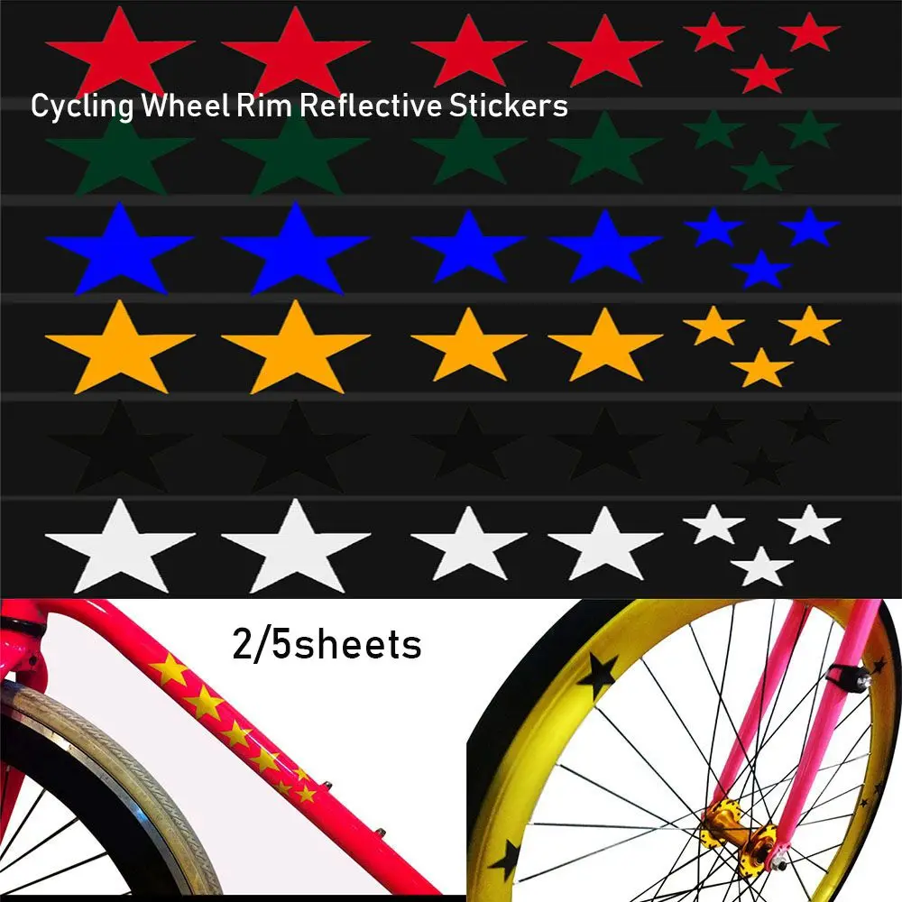 Dry Fluorescent Stars Outdoor Mountain Bike Reflective Stickers MTB Bicycle Reflector Frame Wheel Sticker Decal Accessories