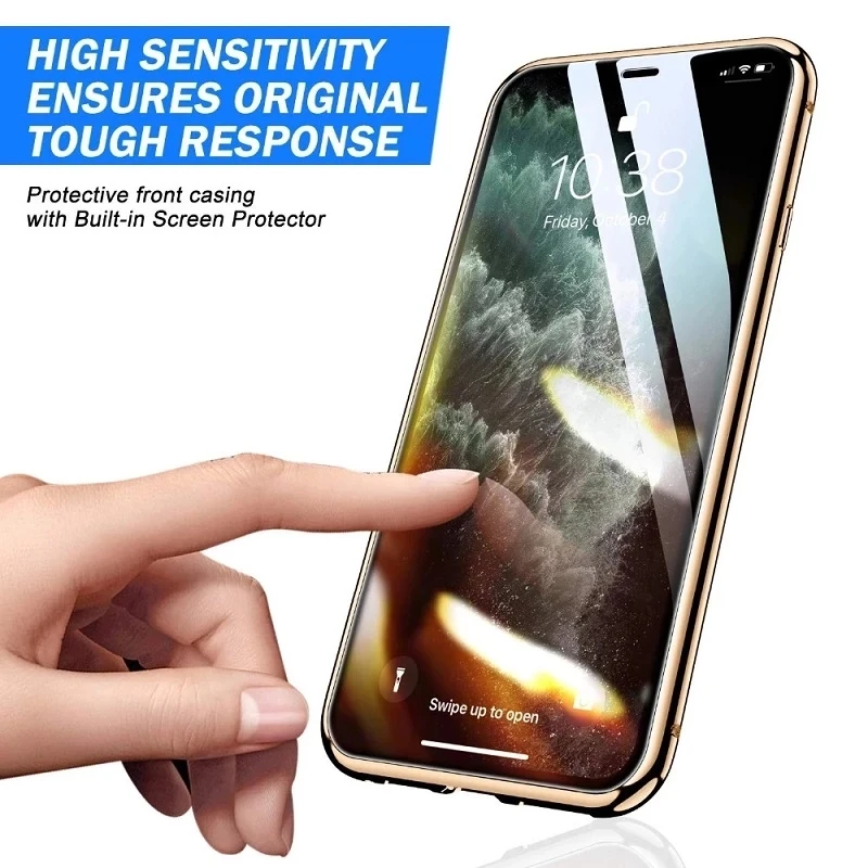 Magnetische Hülle für iPhone 17 16 15 Pro 14 Pro Max 13 12 11 Metall Doppelseitige Glasabdeckung iPhone XR XS Max 7 8 SE 2020 360 Grad – Detail 2