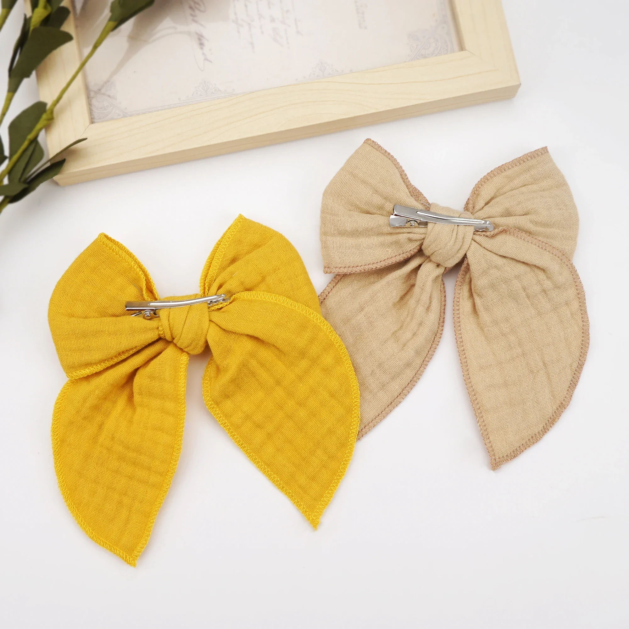 4Pcs Cotton Bow Hair Clips Baby Girls Women Large Sailor Head Bows Accessories Hair Grips for Kids Christmas Hair Bow