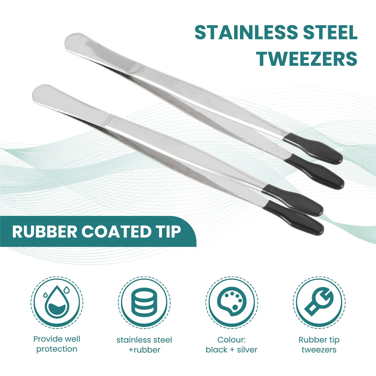 

A06K, 2 шт., пинцеты с резиновым наконечником, прецизионные силиконовые пинцеты из ПВХ, лабораторные промышленные пинцеты для хобби, инструмент-черный