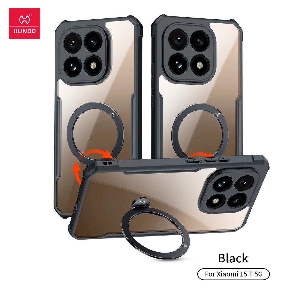 

Xundd Funda для Xiaomi 15T Pro, магнитный кольцевой держатель, вращение на 360 градусов, противоударный ПК + рамка из ТПУ, чехол carcasa Xiaomi 15T