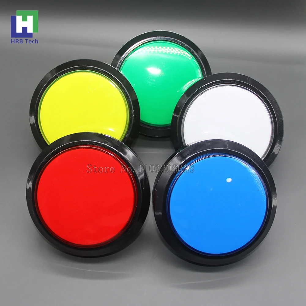 100mm Big Round Push Button LED Illuminated With Microswitch For DIY Arcade Game Machine Parts 5/12V Large Responder Flat Key