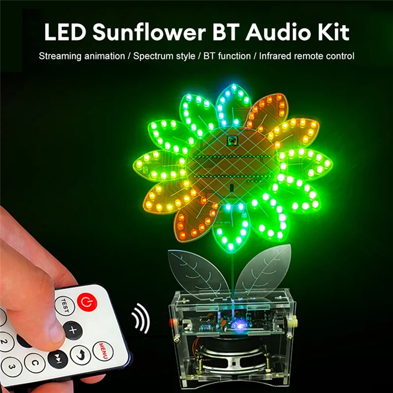 LED Sunflower Bluetooth Speaker Kit With Remote Control Diy Electronic Kit Welding Practice Parts New