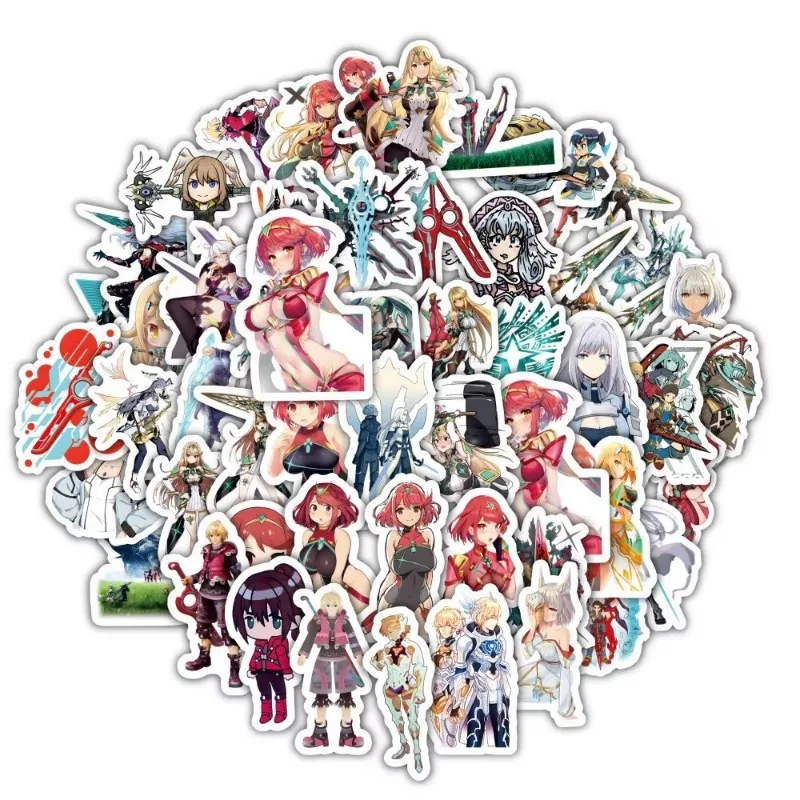 60Pcs/Set Game Xenoblade Sword Graffiti Stickers Cartoon Character Computer Phone Skateboard Guitar Decorative Sticker Toys