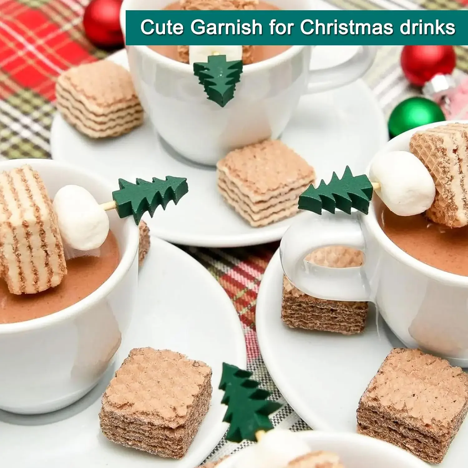 50Pcs Christmas Bamboo Food Picks Toothpicks Santa Dessert Buffet Fruit Salad Christmas Decoration New Year Xmas Party Supplies