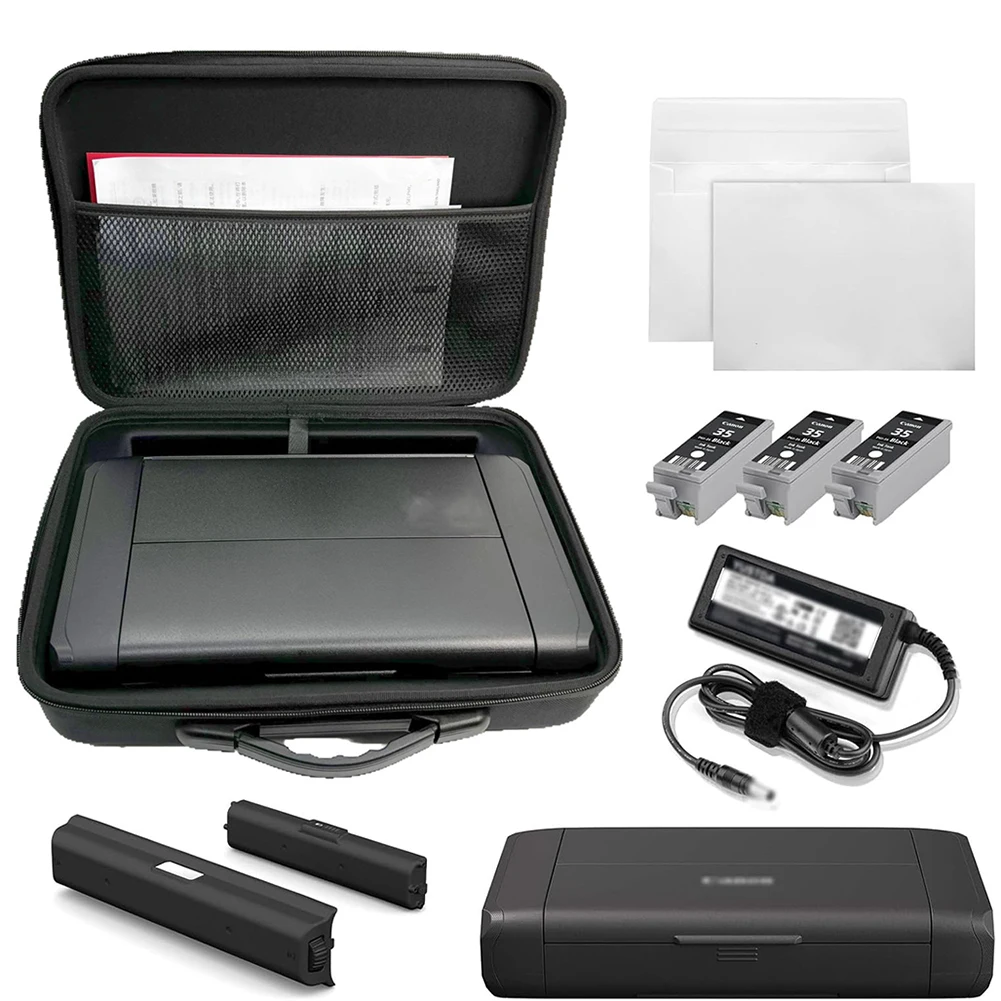 For Canon PIXMA TR160/TR150/iP110 Hard Travel Case with Mesh Bag Wireless Printer Case Anti-Scratch Portable Printer Storage Bag
