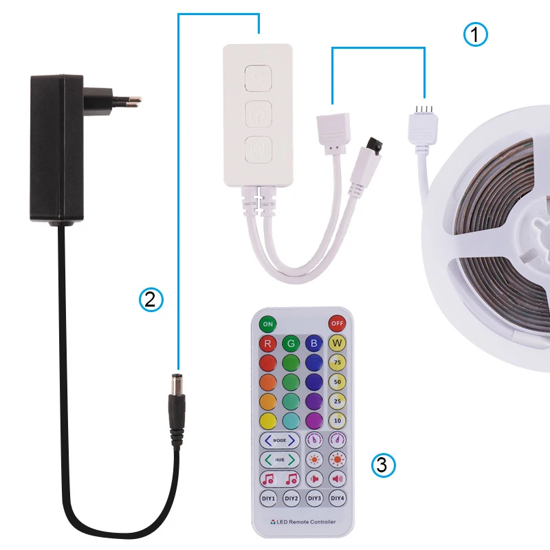 Imagem -06 - Inteligente Rgb Led Controlador Controle Remoto com Música App Rgb Rgbw Rgb Ws2812 Dc5v 12v 24v Ir38