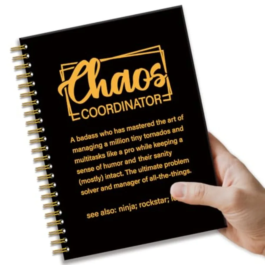 

Chaos Coordinator Black Gold Notebook Gifts, Chaos Coordinator Definition 160 Pages Hardcover Spiral Notebook, Office Journal f