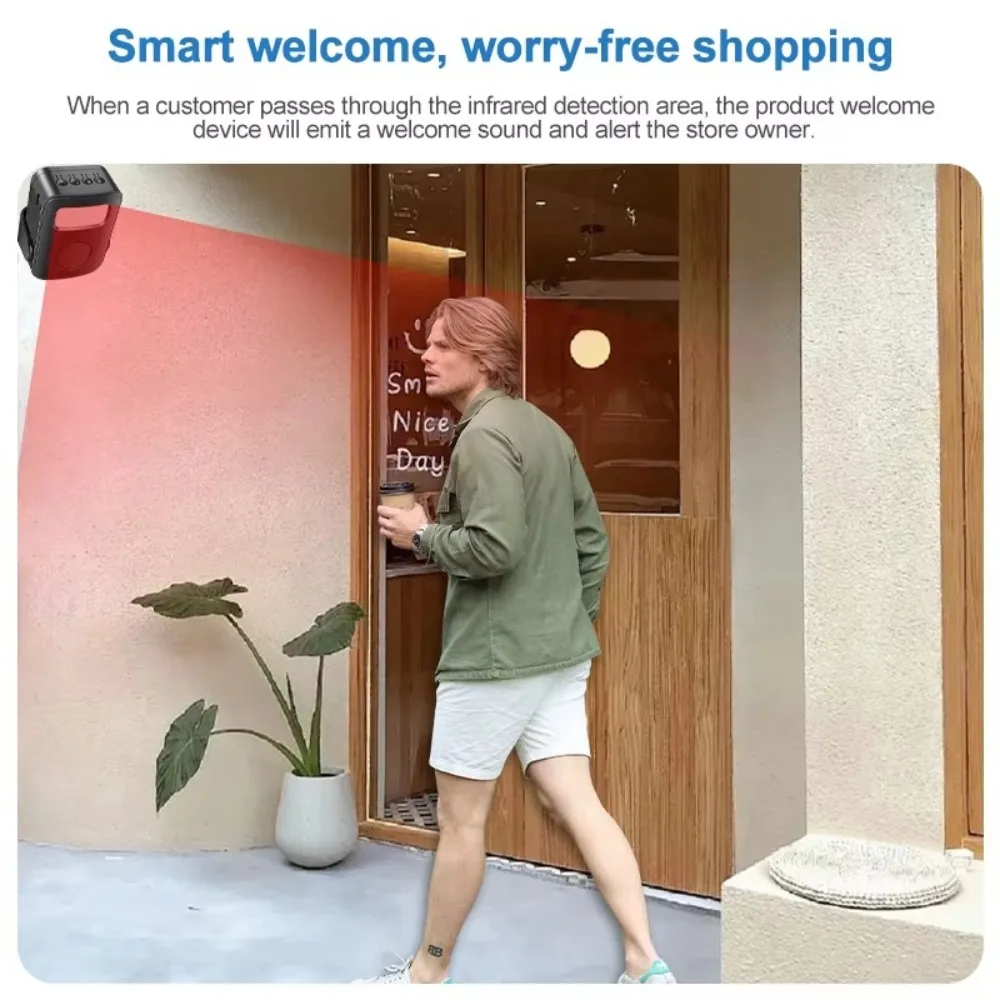 Infrared Sensor Intelligent Welcome Doorbell Recording Function Wireless Design Smart Home Door Alarm Wireless Door Bell Chime