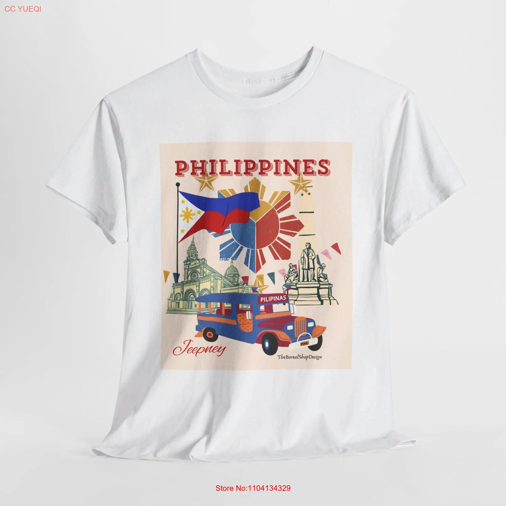 Philippines Flag Jeepney Heavy Cotton T Shirt long or short sleeves