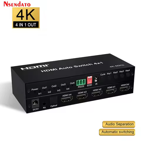 HDMI Auto Switch Switcher 4x1 4K 60Hz HDMI Switcher With EDID 4 in 1 out HDMI Adapter For DVD HDMI Media player PS4 TV Box