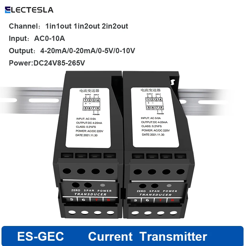 

Датчик передатчика переменного тока 1 вход 1/2 выходной диапазон 1A 5A 10A 4-20 мА 0-5 в 0-10 в постоянный ток 24 в 85-265 в
