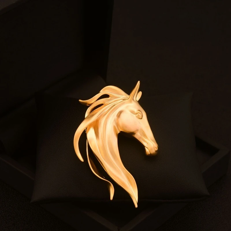 Horse Brooch New Year Zodiac Gift Ins Trendy Personalized Suit Coat Accessories for Men Women Collar Pin Fixed Buckle Jewelry