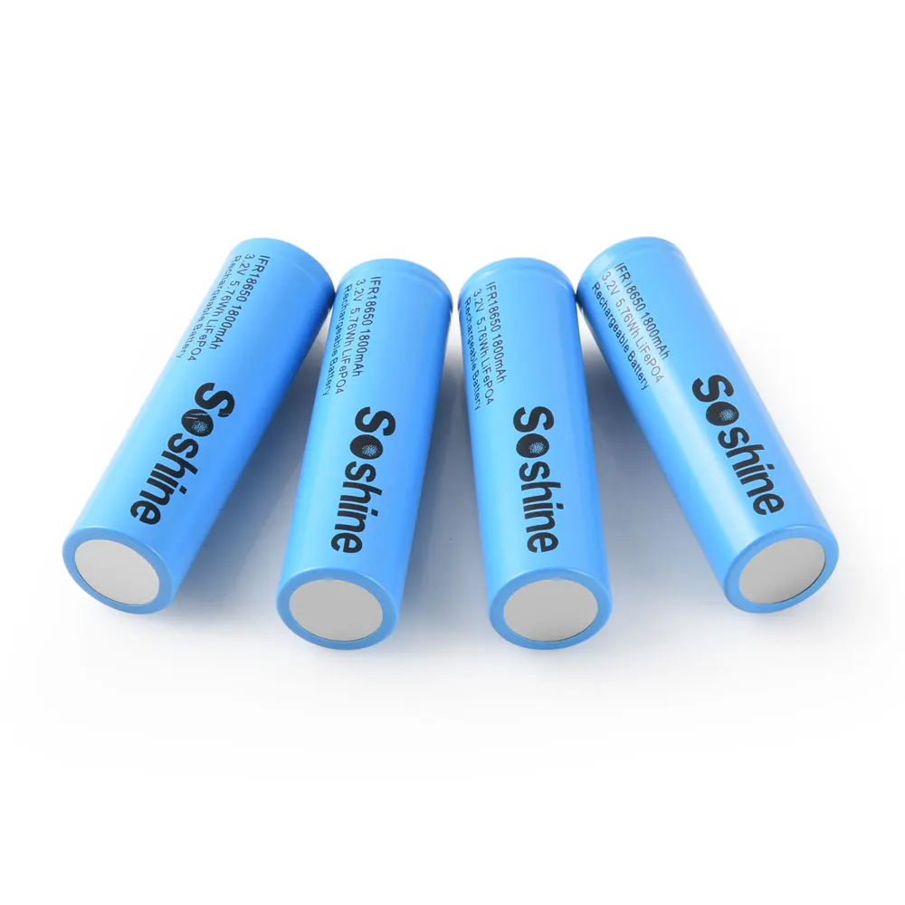 Soshine 3.2V 1800mAh akumulator wysokiej jakości 3.2V 18650 LiFePo4 akumulator 18650 1800mAh do ładowania cyklu 2000