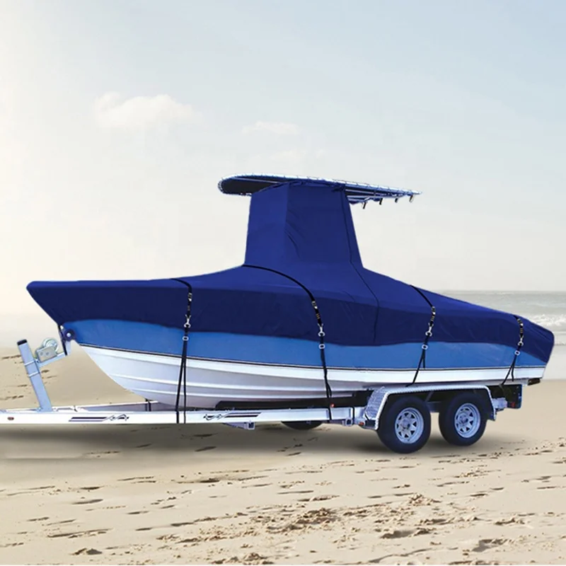 Tear Resistant Trailerable T-Top Boat Cover UV-Proof Boat Cover With Windproof Metal Buckle Straps