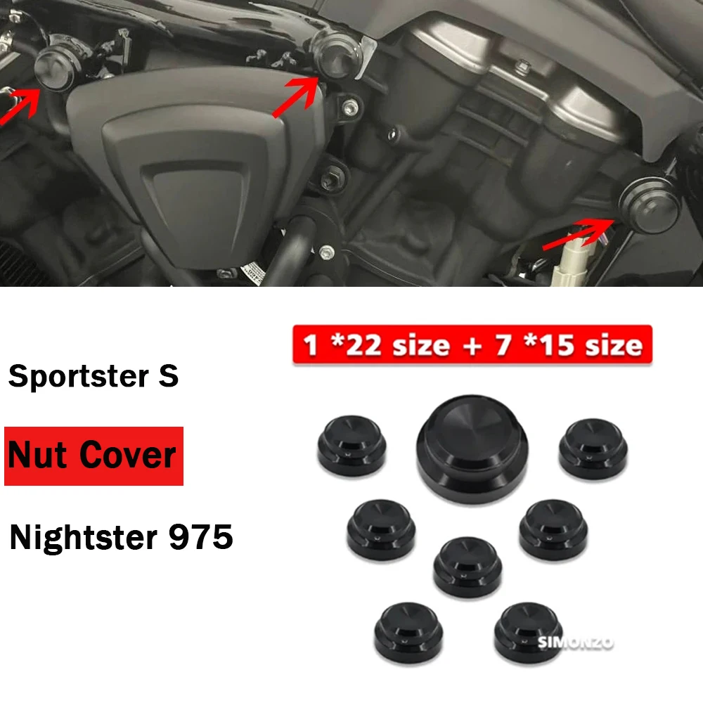 

For Harley Sportster S 1250 Motorcycle Nut Cover RH1250 S Nightster 975 RH975 S CNC Bolt Decoration Kits Bolt Covers 2022-2023