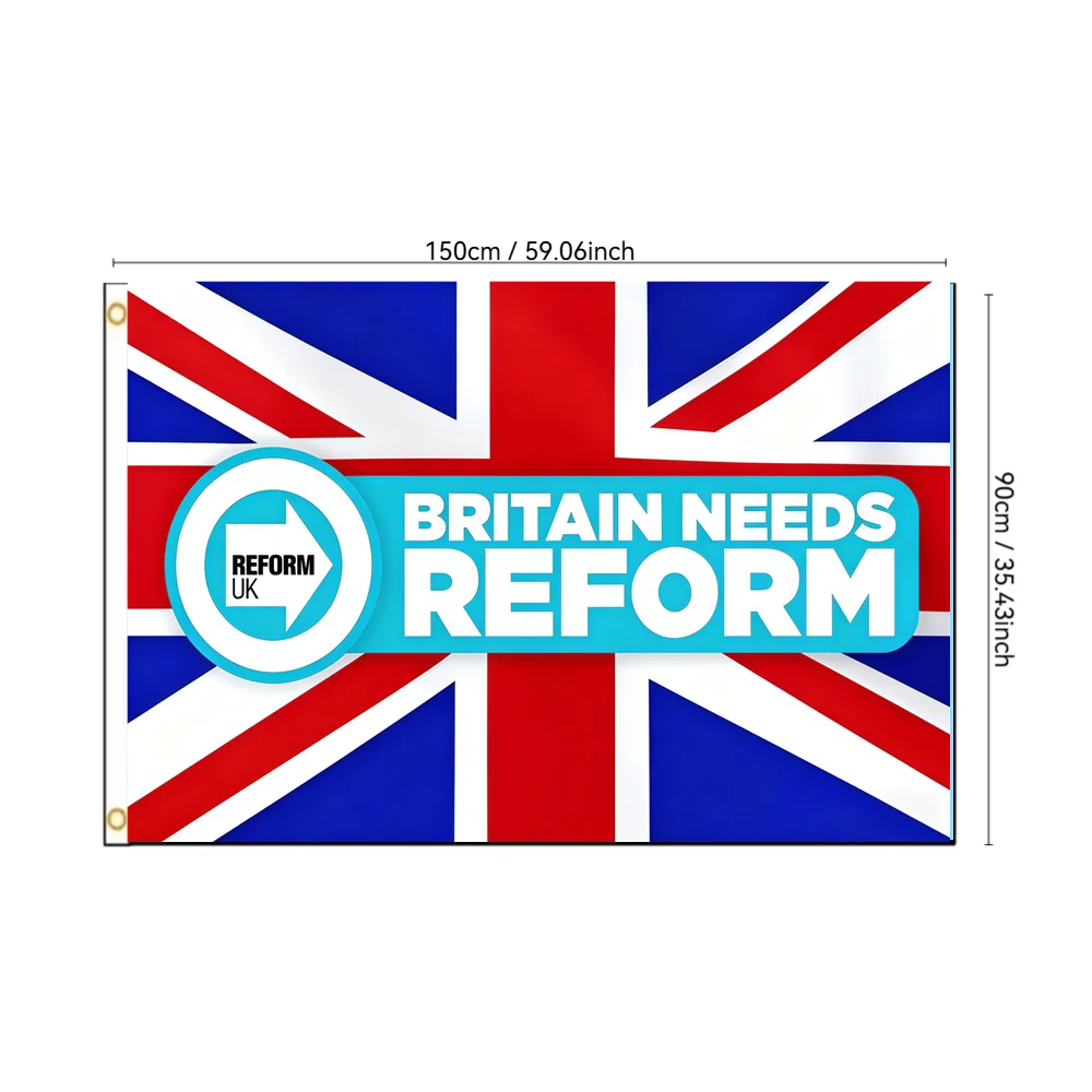 UK Reform Flag British Political Party Banner 2x3ft 3x5ft, Polyester Tapestry Wall Hanging, Home Decor Garden Pub Sign