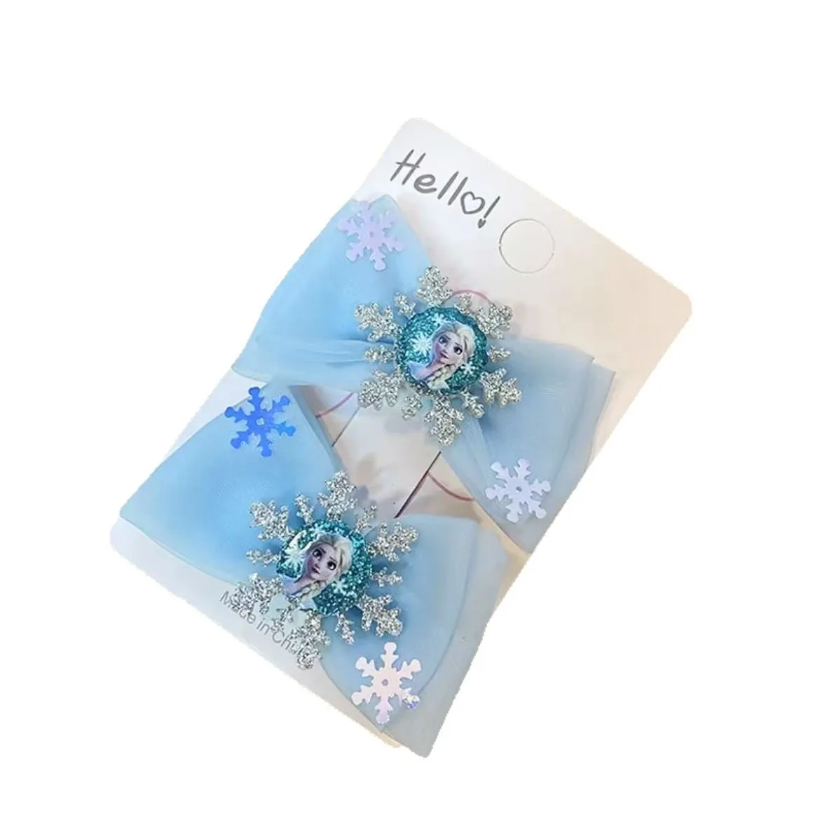 2pcs Ice and Snow Children's Hair Clip Ins Princess Wind Girl Hair Accessories Cute Elsa Princess Children's Pair Clip