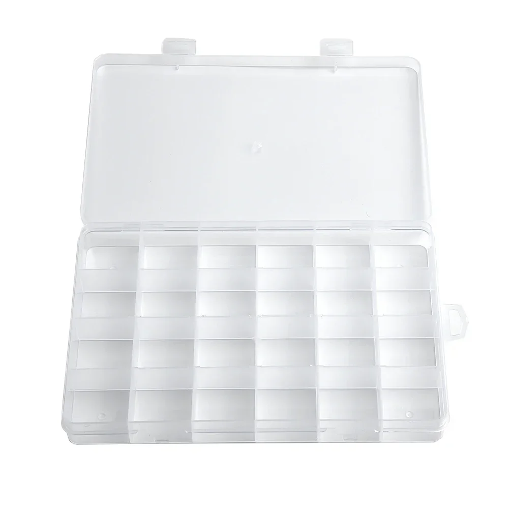 1pc24Grids Transparent Plastic Storage Box Rings Beads Pills Fishing Gear Cosmetics Jewelry Sundries Medicines Storage Container