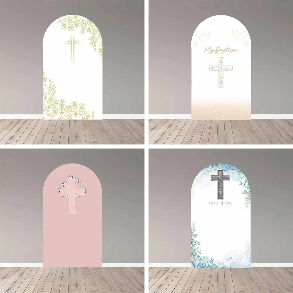 Mehofond mi primera arco de comunión telón de fondo bautismo niña niño fiesta paloma flor decoración cruz dorada Dios bendiga fondo de 2 caras Prop