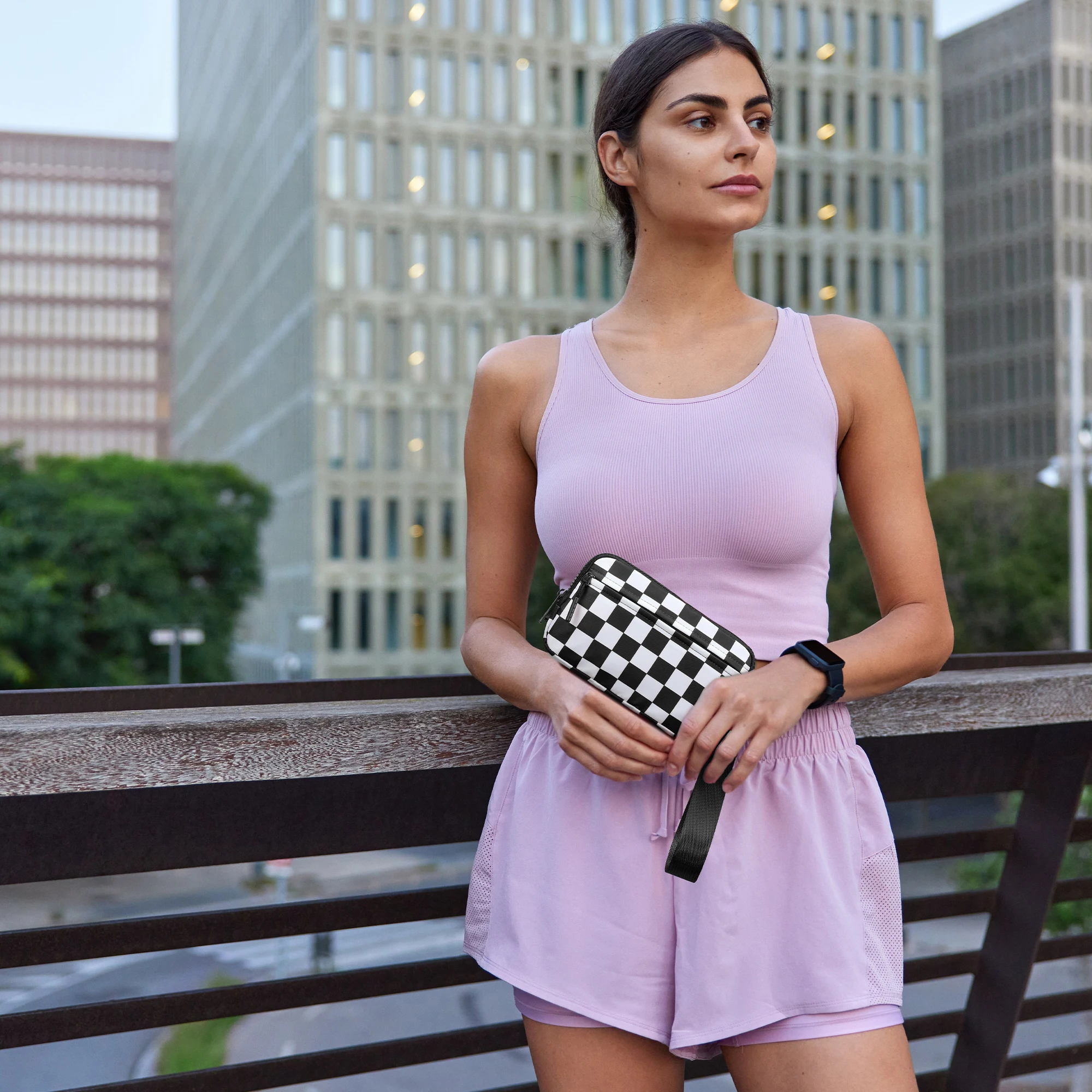 Damen-Geldbörse, niedliches Karomuster, mehrere Kreditkartenfächer, durchsichtiges Ausweisfenster, großes Fassungsvermögen, Reißverschluss, Clutch, leicht, für Reisen geeignet – Detail 5