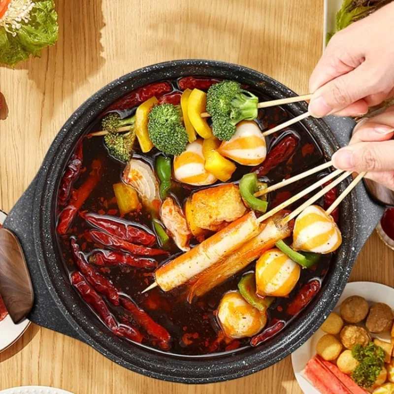 ‌Commercial Stone Hot Pot, Split Pot for Spicy Mala Skewers, Thickened Non-Stick Basin, Electromagnetic Cooker Compatible