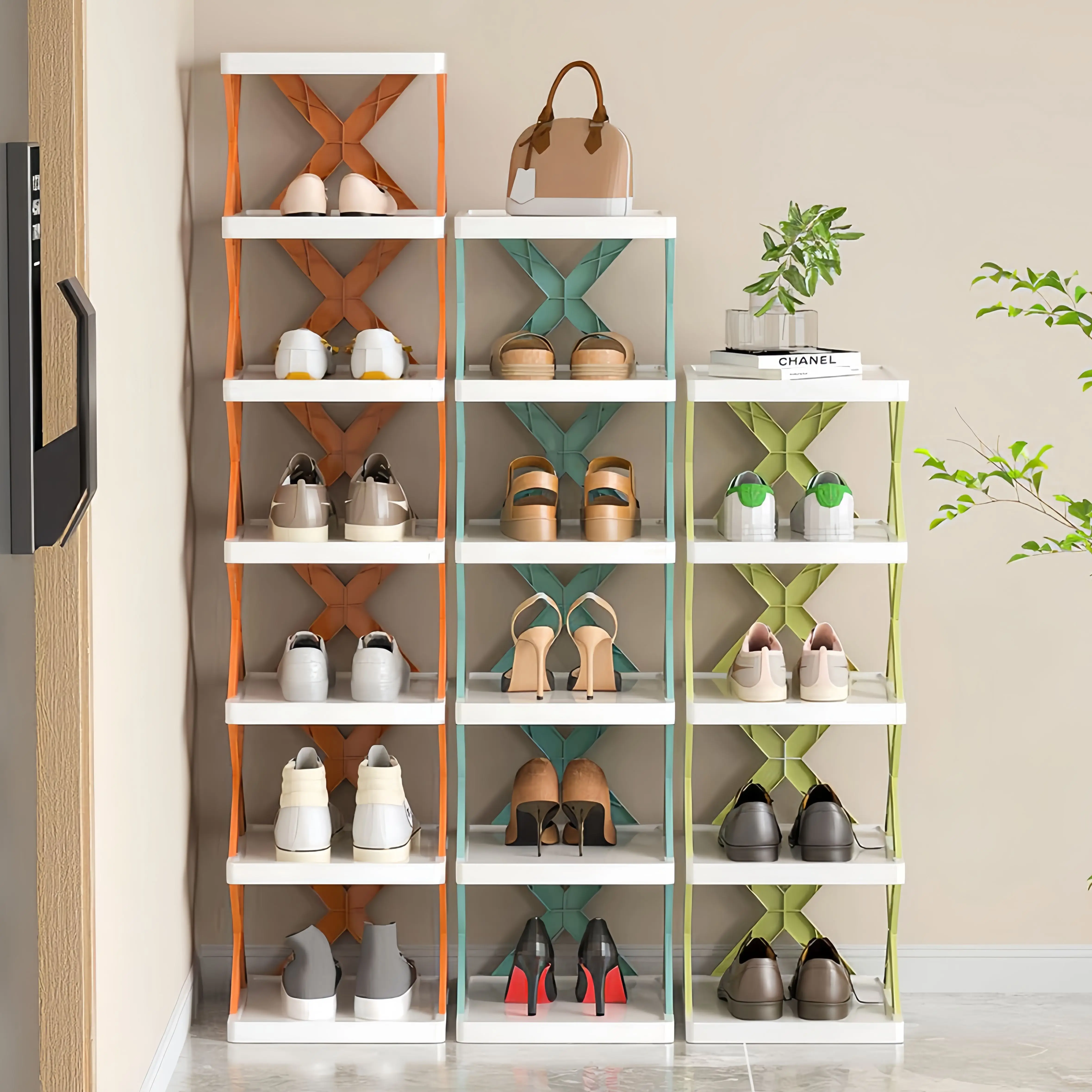Freistehendes Schuhregal, 9-stufig, schmaler Eingangsbereich, vertikales, platzsparendes Schuhregal, Aufbewahrungsorganisator, Schrank für den Eingangsbereich im Schlafzimmer