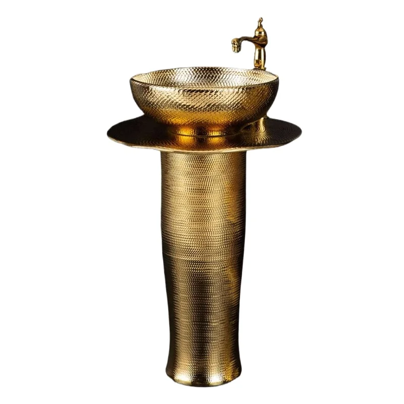 

Легкая роскошная раковина с золотой колонкой, встроенная художественная раковина от пола до потолка, барная раковина B & B