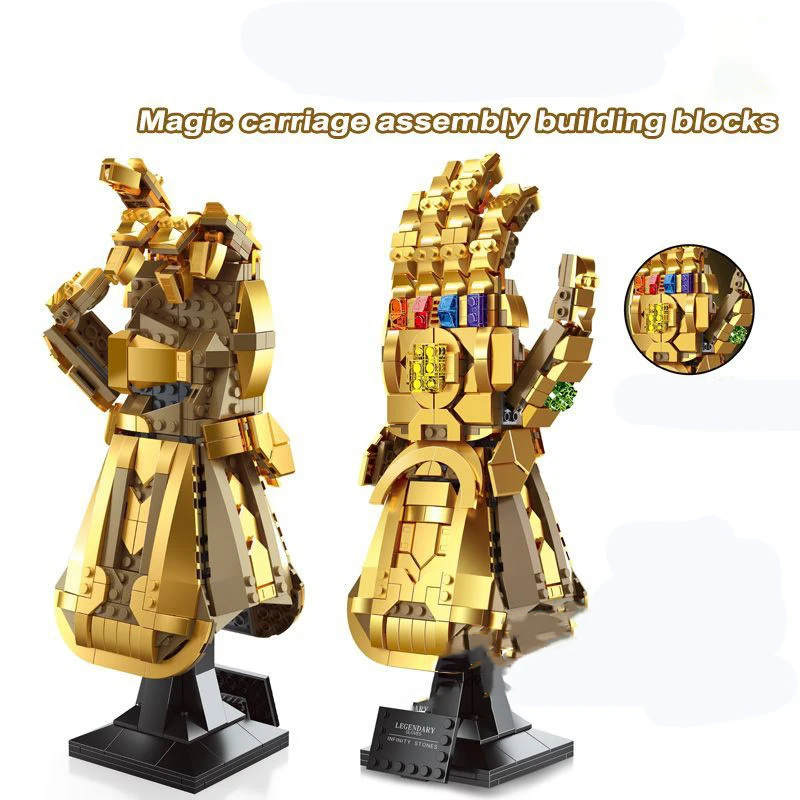 Thanos Gold Infinity Gloves Brick Avengers Movie Alliance Model Building Block90012 Red Iron Man Glove Assembled Boy Toys