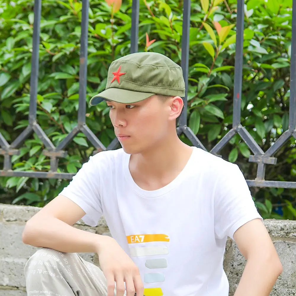 

Unisex Cotton Classic Hat Red Star Sun Hats Plain Cap