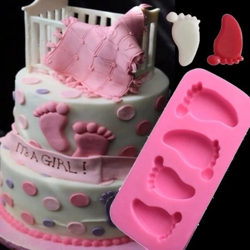 3D Baby Feet Silicone Candle Molds Mold Chocolate Fondant Cake Decorating Baking Tool Mould Home Decor Cute Foot Molds