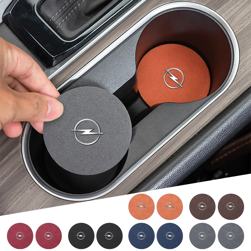 

Car Badge Coasters Suede Water Cup Bottle Holder Anti-slip Mats Accessories For Opel Astra j Insignia Astra g Corsa Zafira Mokka