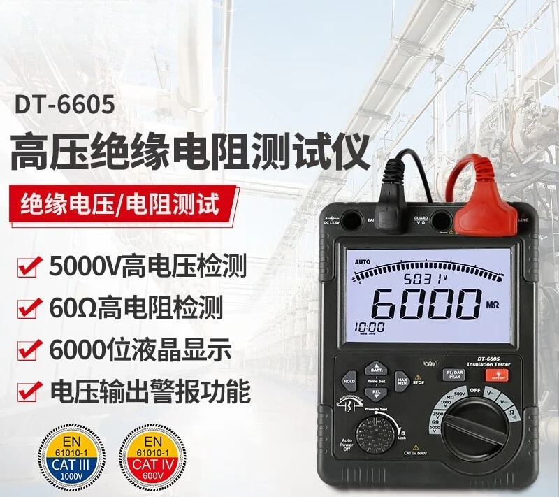 DT-6605 Insulation Resistance Tester 5000V for Battery Measurement Professional