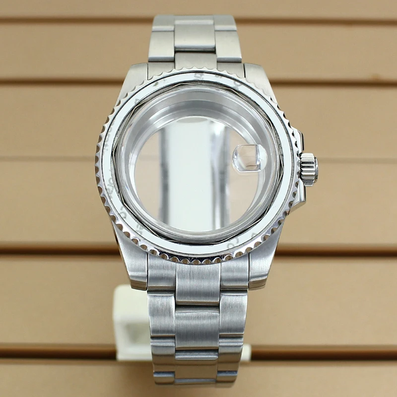 40mm Silver Watch Case Sapphire For SUB GMT Seiko NH34 NH35 NH36 NH38 ETA 2824 Miyota 8215 Movement Oyster Bracelet Slide Buckle