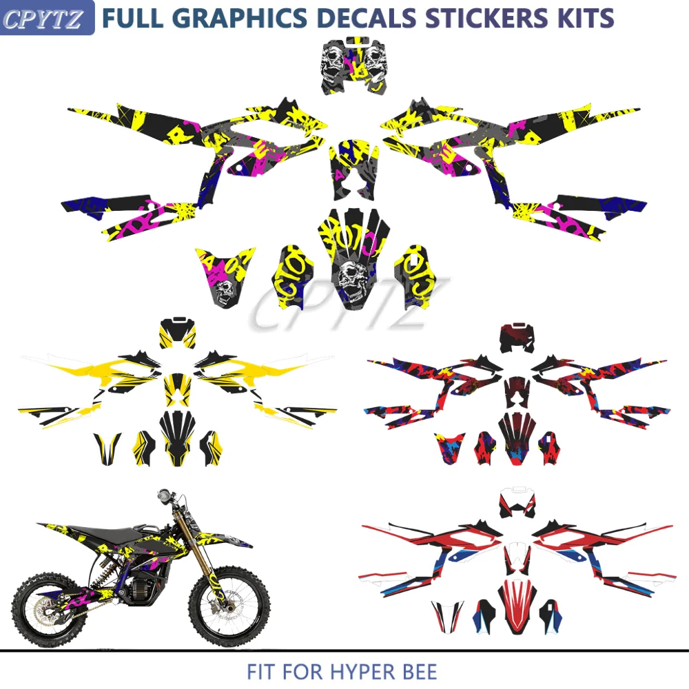 Fit for Surron Hyper Bee Motorcycle Full Set Decoration Graphics Background Decal Kit Glossy/3D Film Sticker Custom Number Name