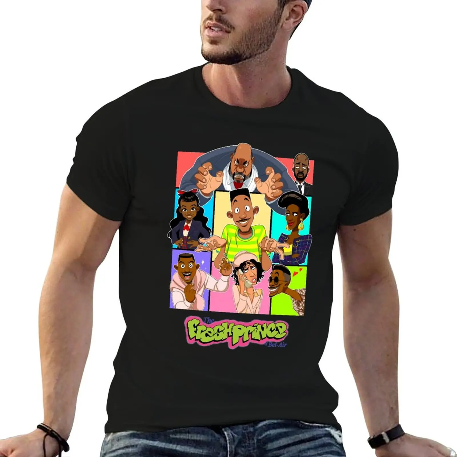 Fresh-Prince-Cartoon T-Shirt Basic Crew Neck Short Sleeve Top