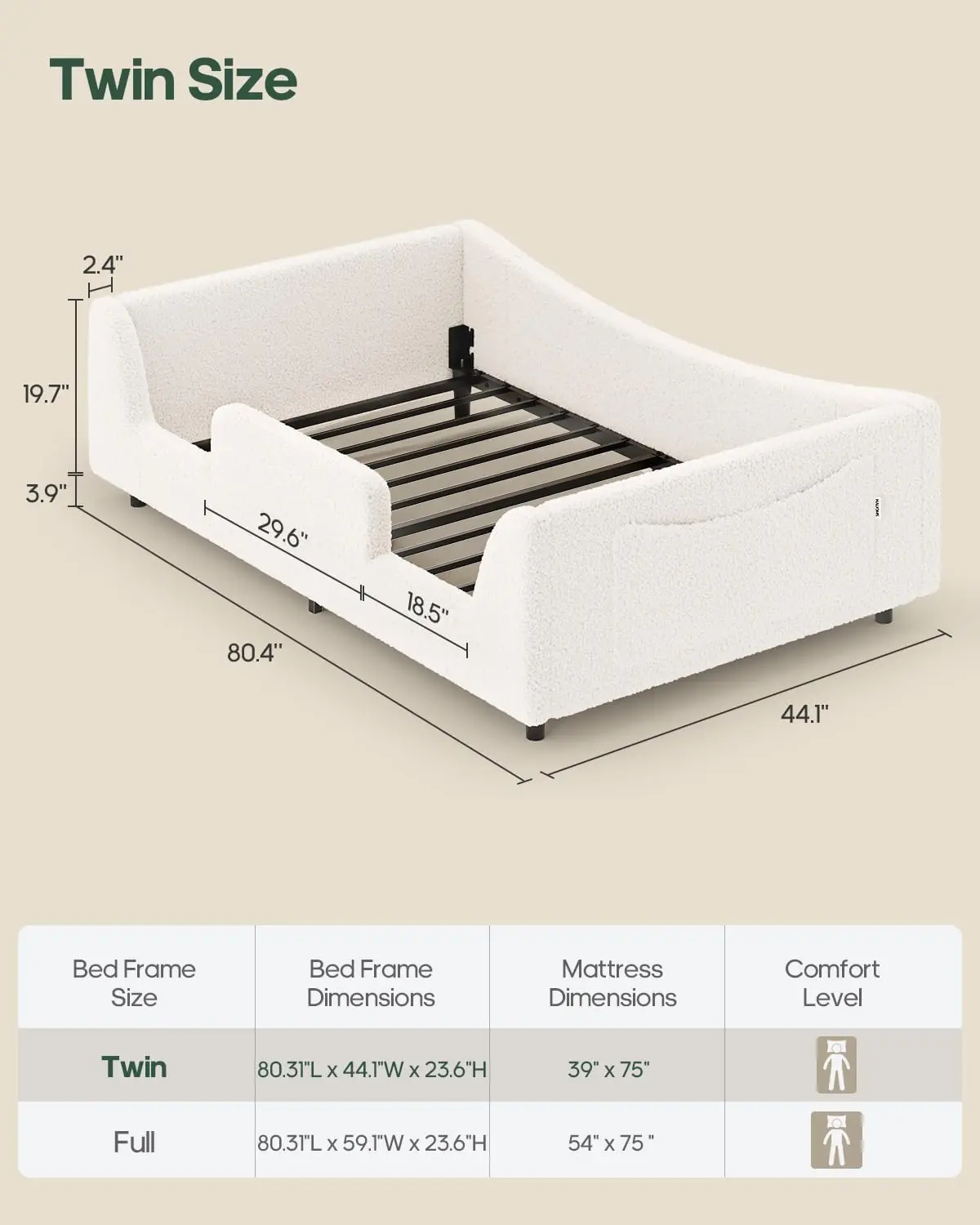 Twin Floor Bed Low Montessori 2 In 1 Beds Slats High Rails Upholstered Convertible Bed Frame Curved Round Frame Soft Girls Boys