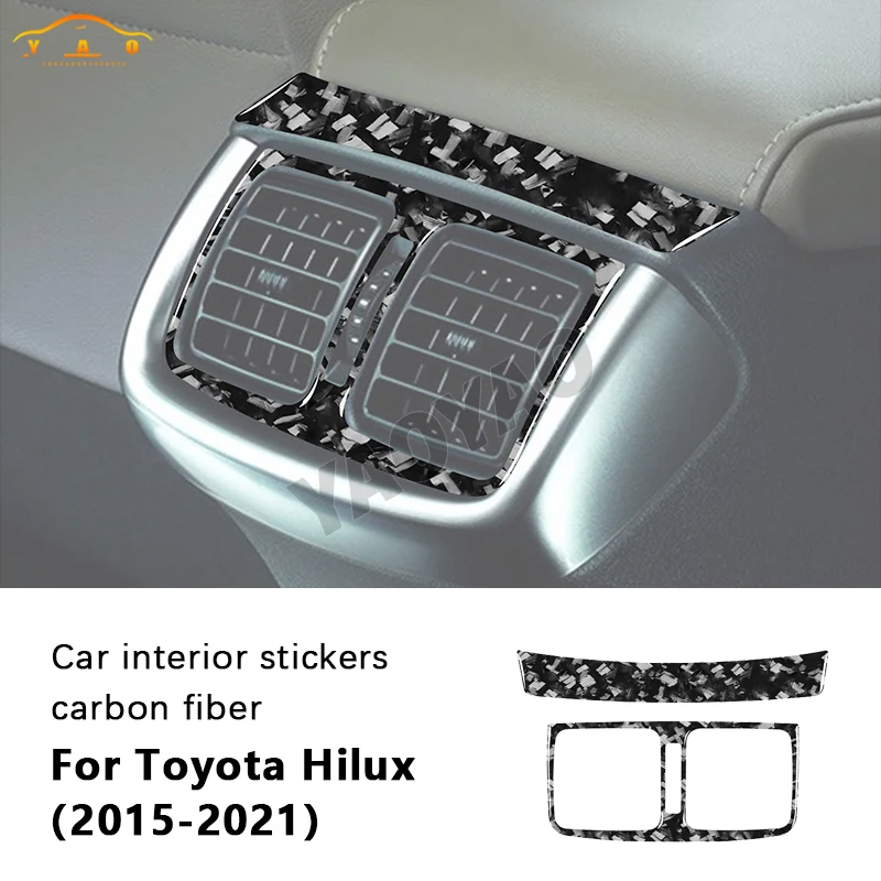 Forged Carbon Fiber Interior Car Back Air Vent Panel Trim Sticker For Toyota Hilux 2015 2016 2017 2018 2019 2020 2021