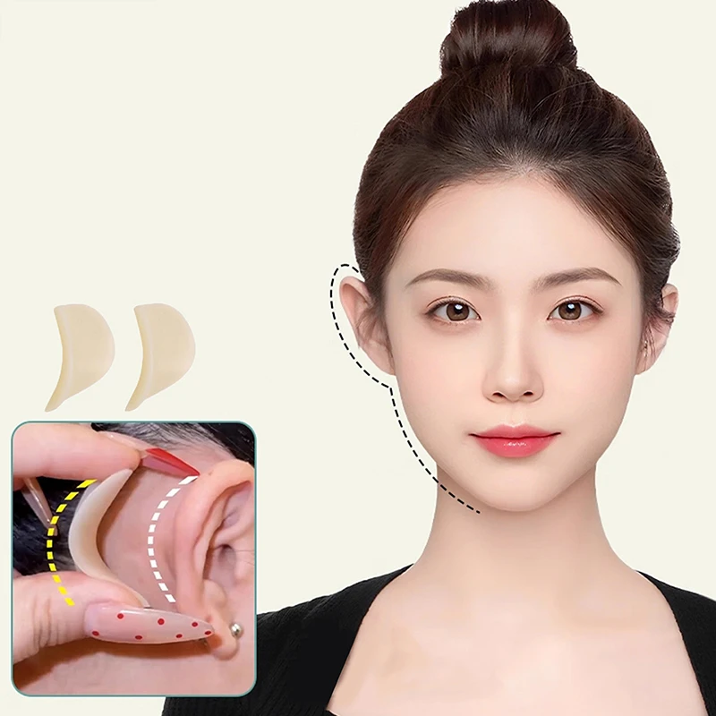 4D Upgraded Silicone Elf Ears Stickers Self Adhesive Ear Corrector Patch Reusable V-Face Sticker Easy To Use Ear Support Patch