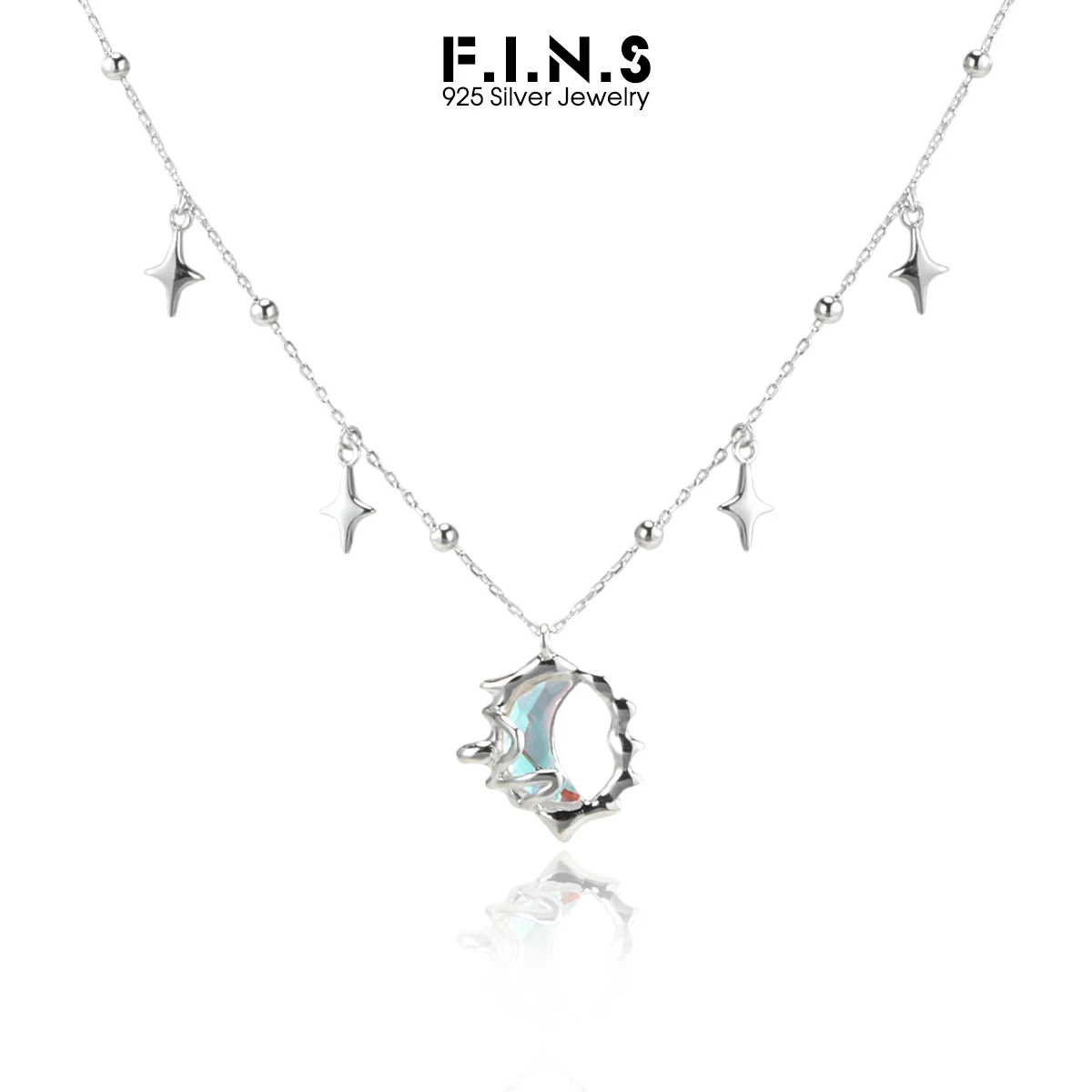 

F.I.N.S Liquid Moon S925 ожерелье из стерлингового серебра универсальные нерегулярные подвески в форме полумесяца со звездами цепочка на ключицы ювелирные изделия подарки