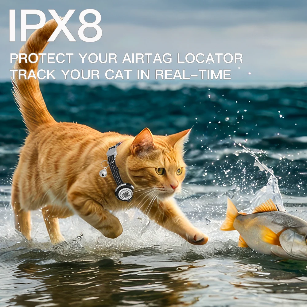 Cat Collar with AirTag Case & QR ID Tag Dual Protection Reflective Kitten Collar for Cats Gatos Apple Airtag GPS Accessories