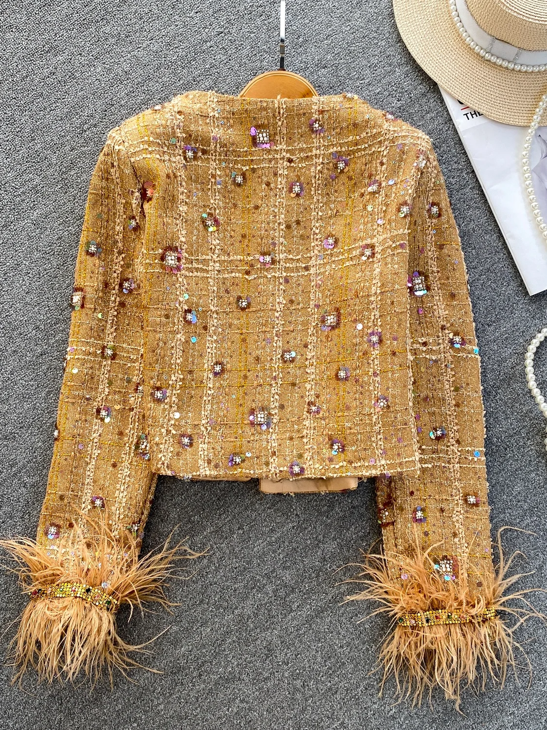 

Ele European Sle из бисера Jaet женское роскошное тяжелое пальто с ромбовидной вышивкой Svel ort для женщин